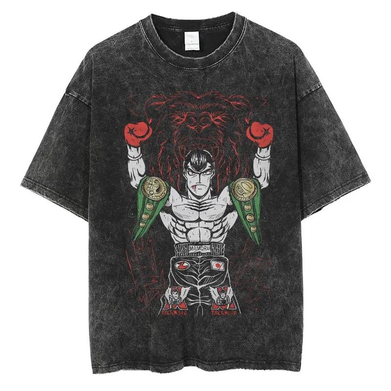 

Hajime no Ippo Makunouchi Ippo Manga Panel Vintage Washed Oversized T-Shirt | Unisex Anime Boxing Streetwear Tee XXXL слонова кістка