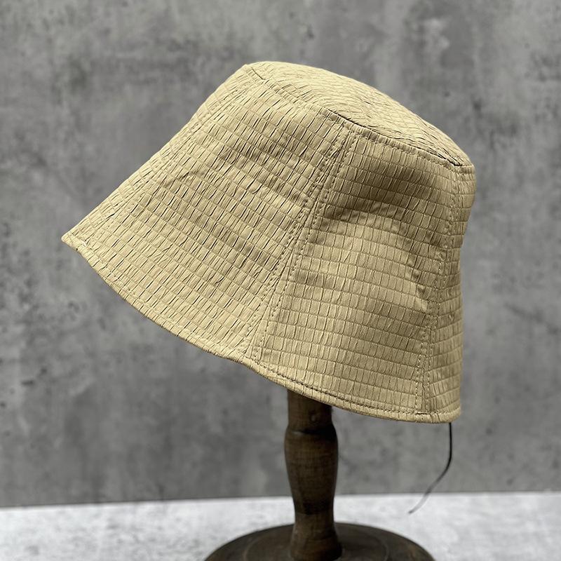 

Japanese Simple And Versatile Basic Bubble Grid Bucket Hat Women S Spring And Summer Thin Solid Color Bucket Hat Showing Washbasin Hat m55-57cm one size fits most (adjustable smaller)