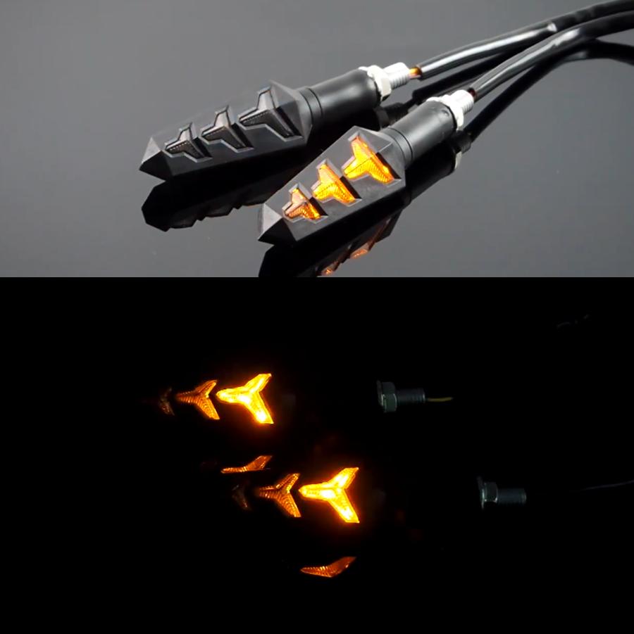 1 Pair Flowing Motorcycle Motorbike Fish Bone Style Turn Signal Indicator Light