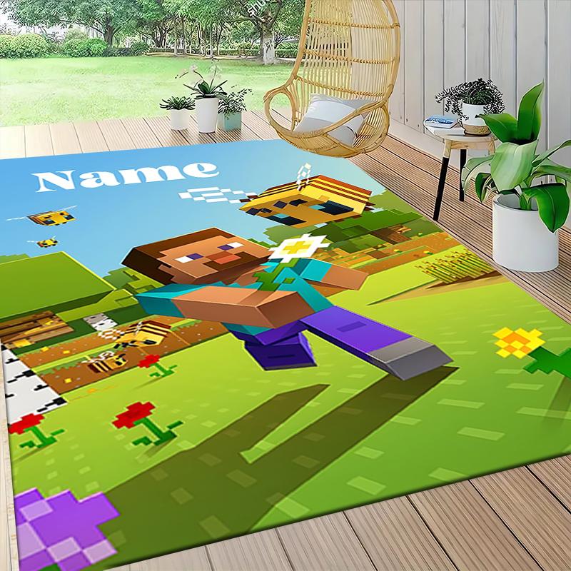 Custom Name Bee Sky Carpet Rug Customizable Soft Washable Anti-Slip Home Living Room Sofa Mats Personalized Rug. 0909409