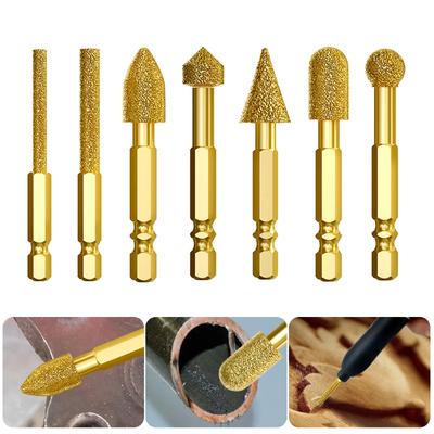 Hexagonal Shank Diamonds Burr Grinding Head for Precisions Carving Bit On Glass Stainless Steel Stone for Rotary Tool