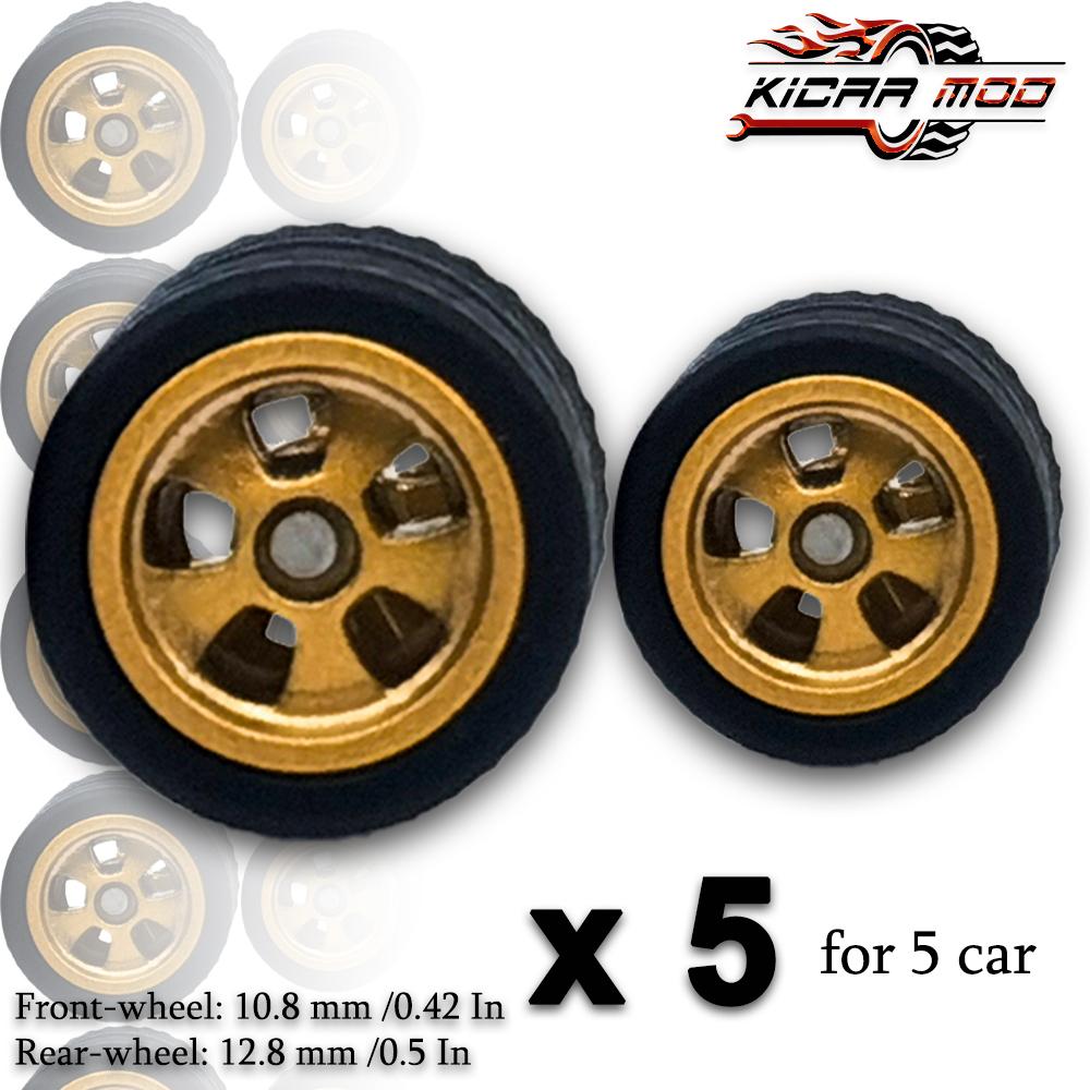 1/64 Vorderrad Klein Hinterrad Groß Mit Abnehmbaren Gummireifen Fünf Speichen Für Modellautos Tuningteile Für Hotwheels (5 Sätze)