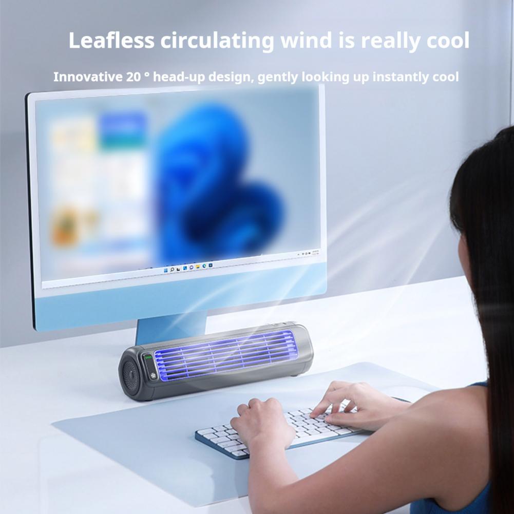 Portable Air Conditioner Fan Rechargeable Wall-Mounted Cooling Fan with 3 Speeds & LED Touch Screen Silent Air Cooler for Kitche