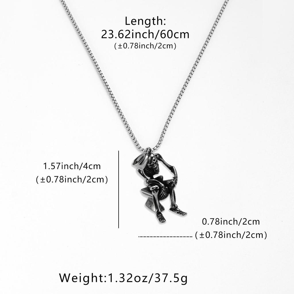 Punk Dark Style 3D Pendant Necklace: Retro Craftsmanship, Street Hip Hop Accessory for Men