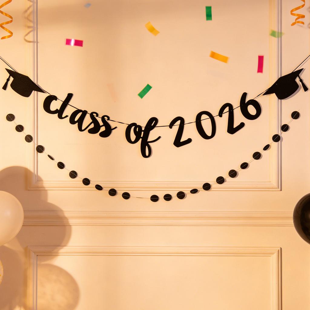 1Set 2026 Graduation Glitter Garland Bunting Banner Class of 2026 Decor Congrats Grad Party Supplies High School College Senior