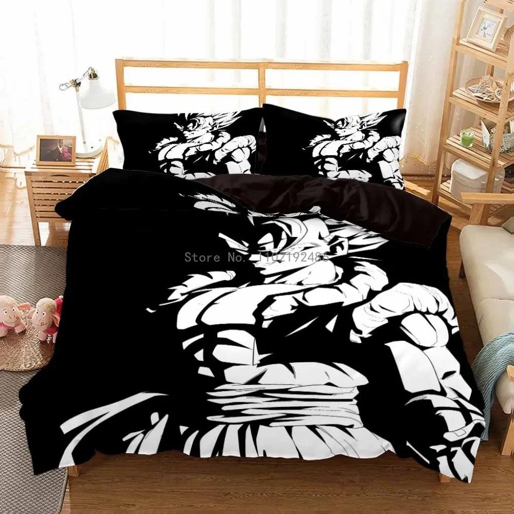 2D Print Anime Dragon Ball Super Saiyan Son Goku Duvet Cover Bedding Set Double Twin For Kids Bedclothes Quilt Cover Gi
