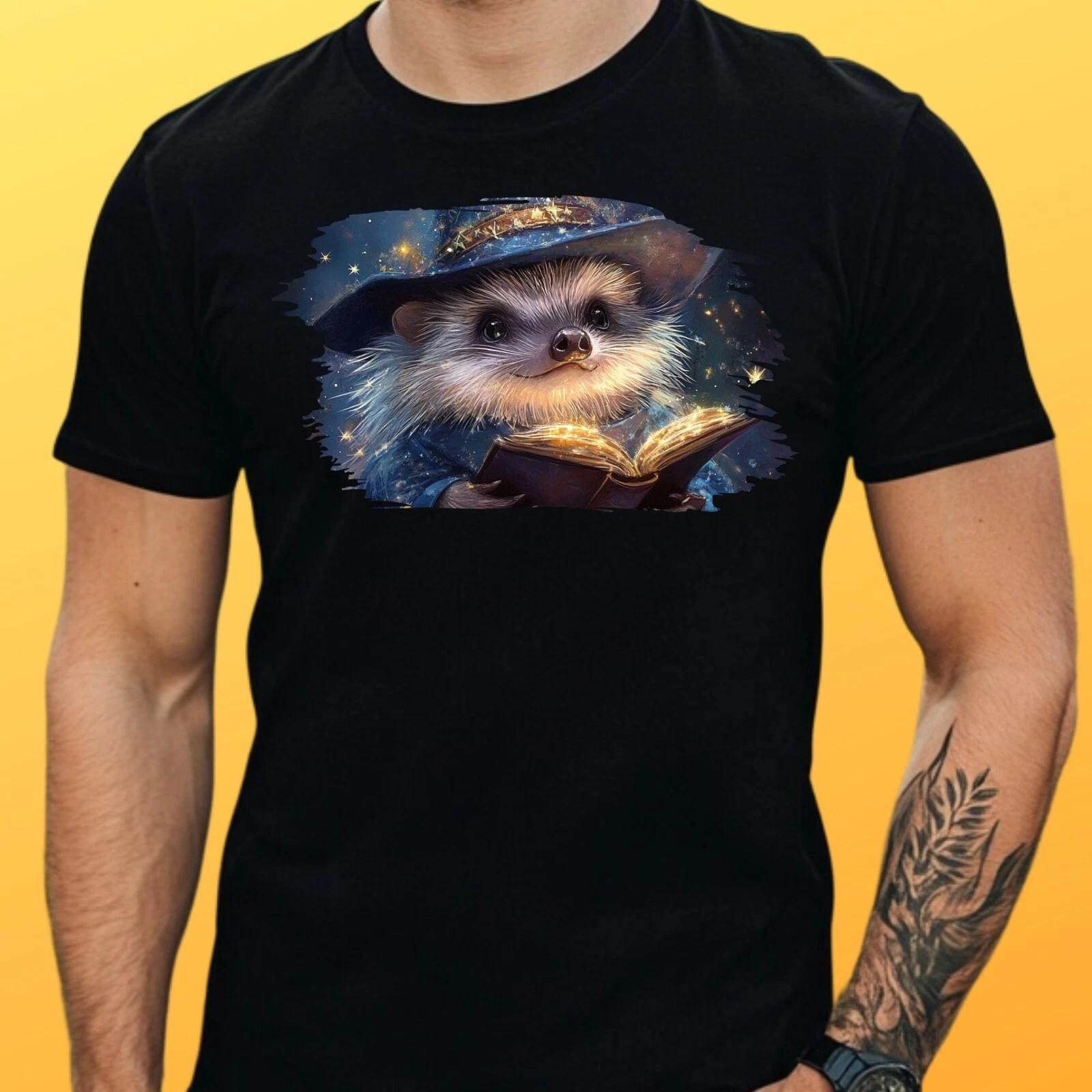 T-Shirt Herren Zauberer Igel Motiv Baumwolle Größe S bis 5XL M