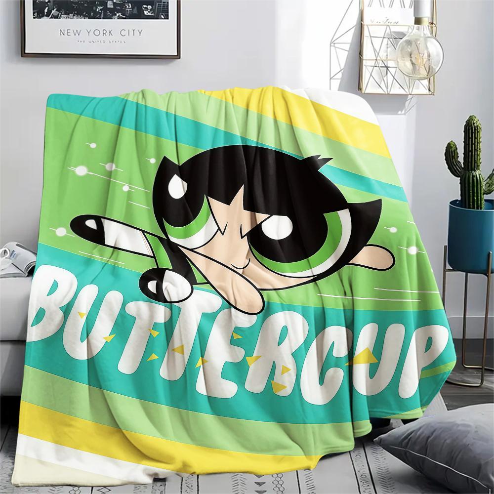 Powerpuff Girls Buttercup Cool pattern Flannel Blanket, High quality Comfortable for All Seasons, Home Decor, Warmth and Comfort, Perfect for Gifts. 80cm x 120cm