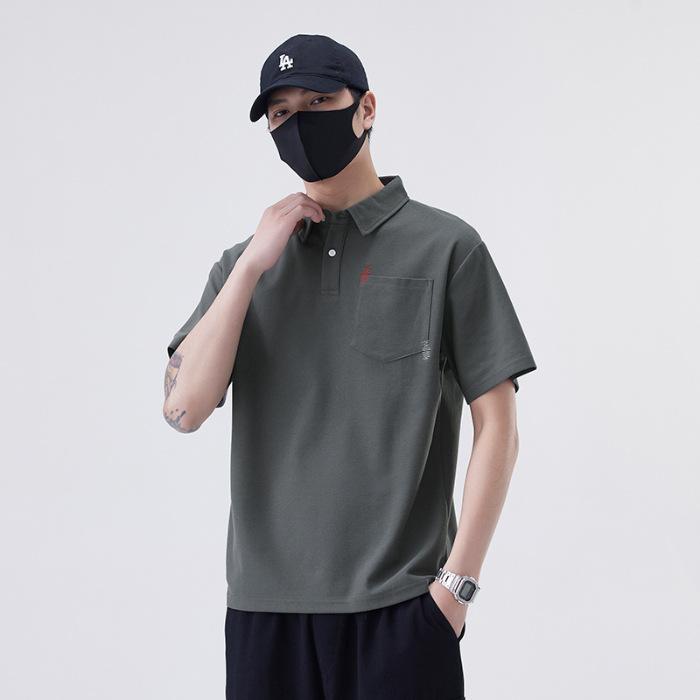 New Summer Men's Short-sleeved POLO Shirt Loose Teen Top with Collar Short-sleeved