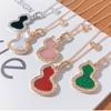 Fashion High End Jewelry 18k Gold Plated Vintage Chains for Women Featuring White Mother Pearl Agate Lucky Gourd Pendant