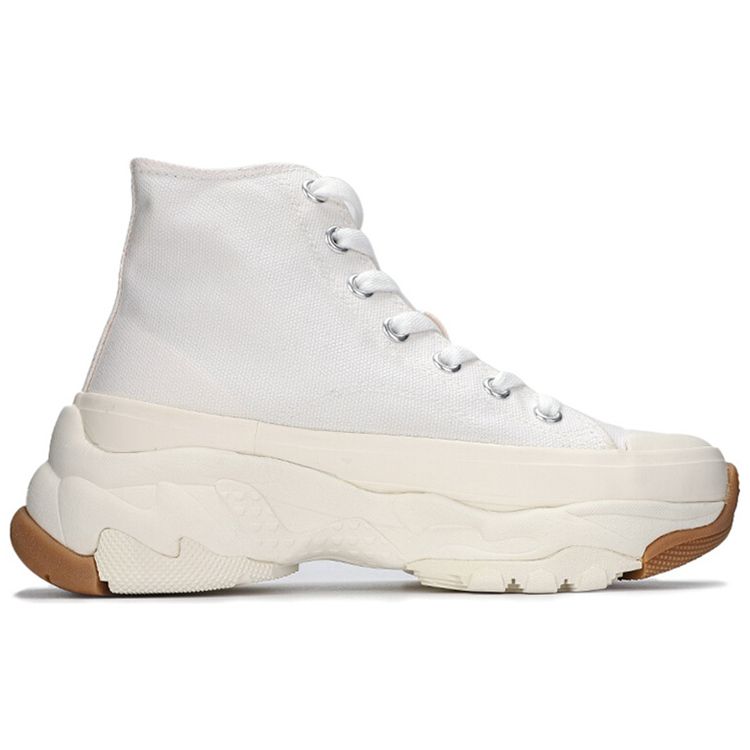 MLB Chunky High Top Lace Up Slip Resistant Durable Canvas Shoes Unisex Sneakers White 32SHU1111-50I