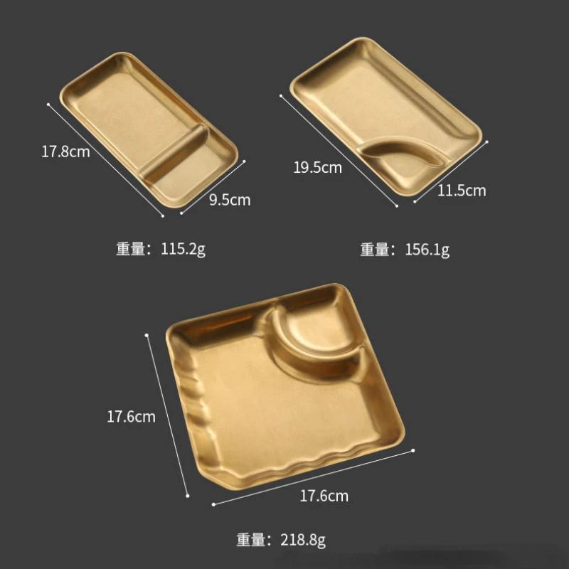 Stainless Steel Compartmentalized Snack Plate Gold Fried Chicken Sauce Dessert Bread Tray Silver with Vinegar Dish Rice Plates