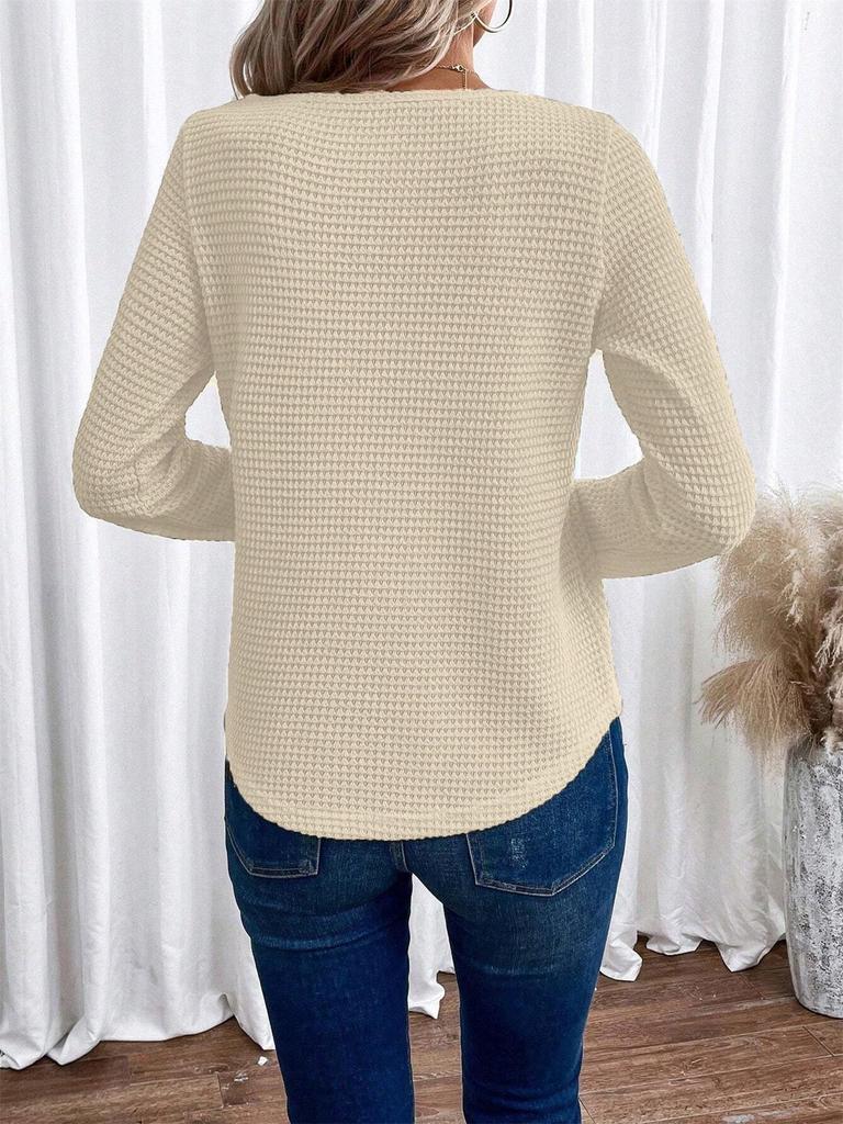 2024 Autumn/Winter New Women's Solid Color Long Sleeve Top