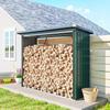 Firewood Shed, Firewood Shelter, Steel, Raised Floor, Sloped Roof, 213 X 66.5 X 150 Cm, Green