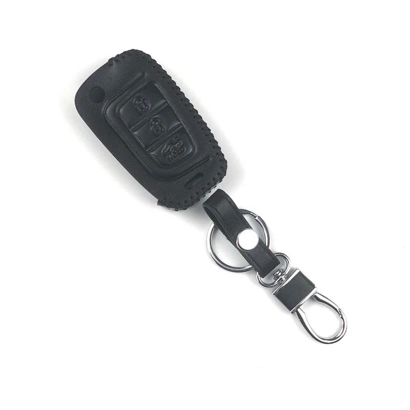 Leather Key Case Key Fob Cover keychain For Hyundai ix35 iX45 ix20 iX25 i10 i20 i30 i40 HB20 Sonata Verna Solaris Elantra Accent