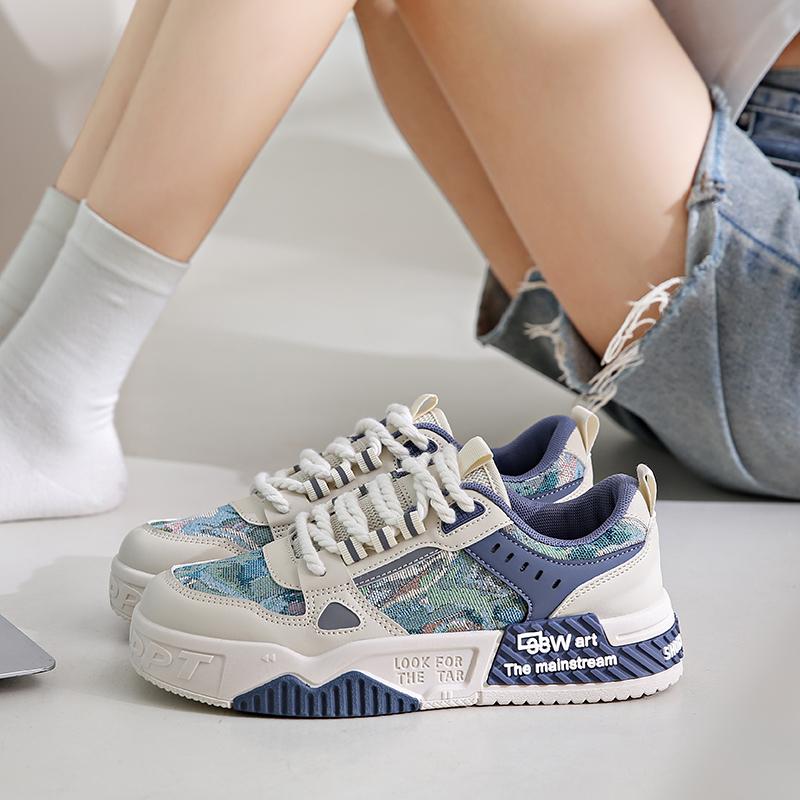 Кроссовки-картина  Облако водорода  весенне-осенние холщовые кеды нишевая трендовая обувь aj 34 синий