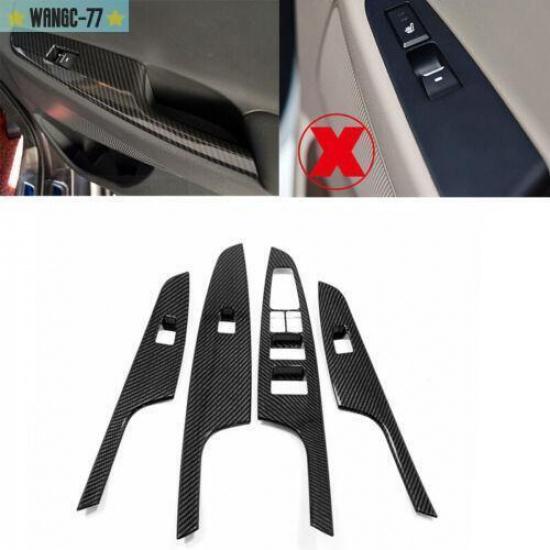 ABS Carbon Interior Door Window Lift Cover Trim Fit For Hyundai Tucson 2016-