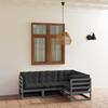4 Pcs Garden Set with Cushions Solid Pine Wood