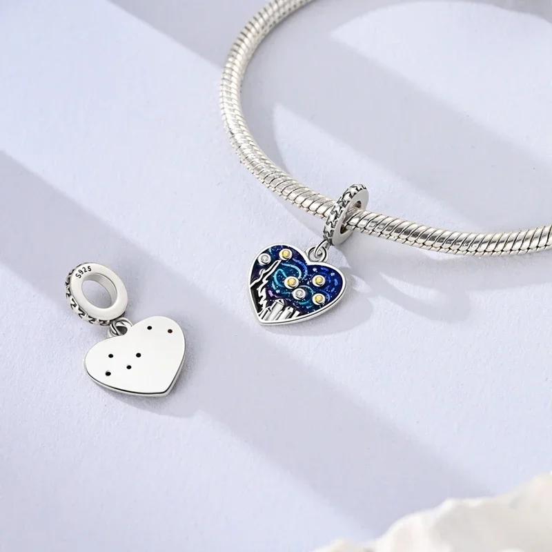 Real Coppercharms Secret Sky Star Charm Heart Beads Fit Original Bracelet For Women High Quality Fine Jewelry Making Gifts