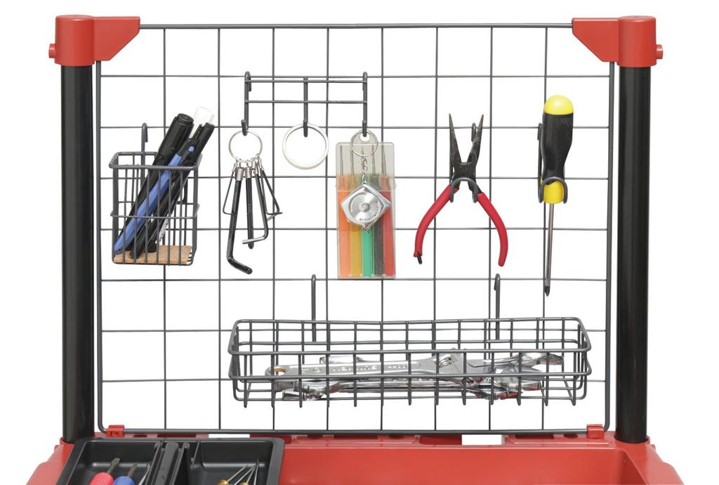 Chariot à outils Iris Ohyama Rigide avec Panneau en Maille Rouge HDW-3M