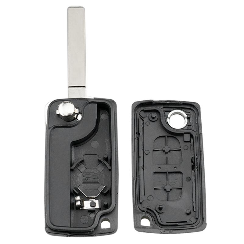 2 Buttons Flip Folding Key Case Black Remote Flip Folding Key Shell Cover Case for Peugeot 207 307