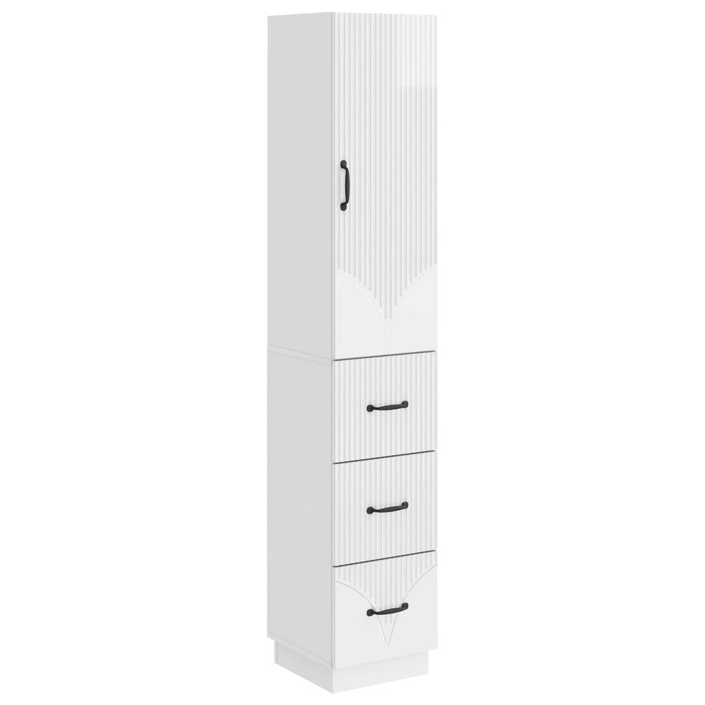 Cabinet Set 2 Pcs High Gloss White 33 X 34.5 X 87 Cm Particleboard
