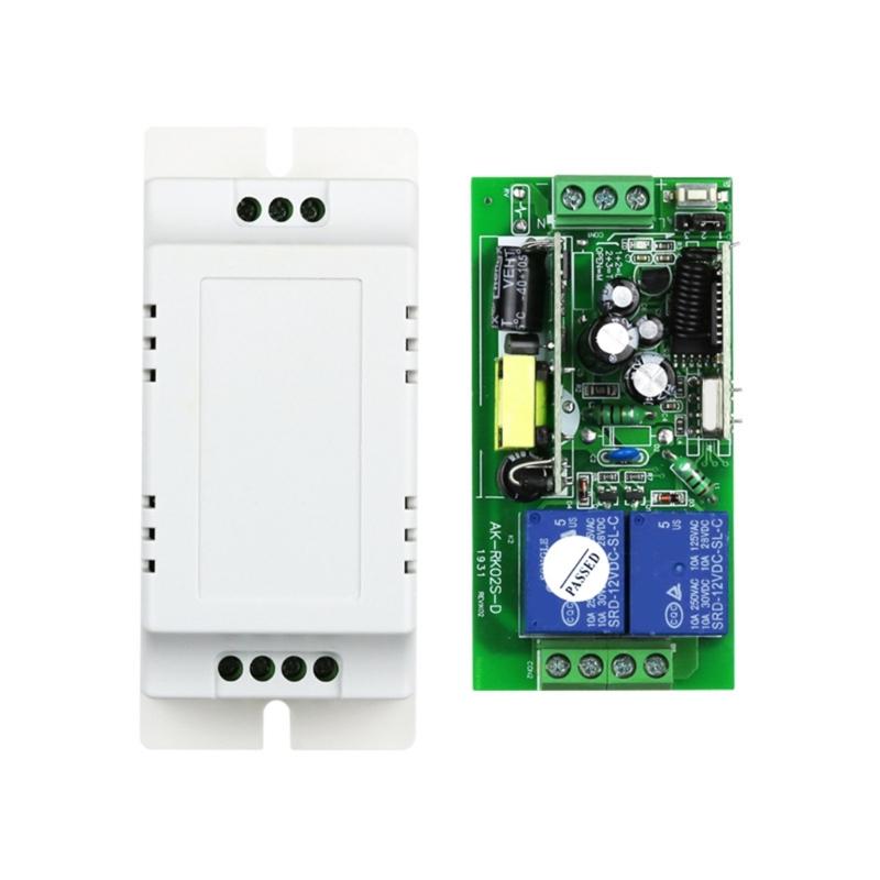 85-250V Learning Control Relays Switches 433MHz 2 Channel Remote Relays Transmitters and Receiver Easy to Use