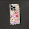 Clear Square Back Tube Case Protection For iPhone 14 Pro Max 13 16 ProMax 15 Plus 11 12 Anti-Oxygen,Petal Flamingo Pattern Casing