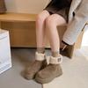 Women's Fur One Thick Bottom Winter Lightweight Warm Padded Snow Boots Non-slip Wear-resistant Casual Sneakers Martin Cotton Boots