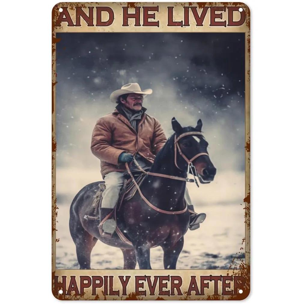 1 Stück Cowboys Metallschild Vintage Western Cowboys Reiten Pferde Metallposter Wandkunst Dekor für Zuhause Bars Clubs Cafés 8×12 Zoll