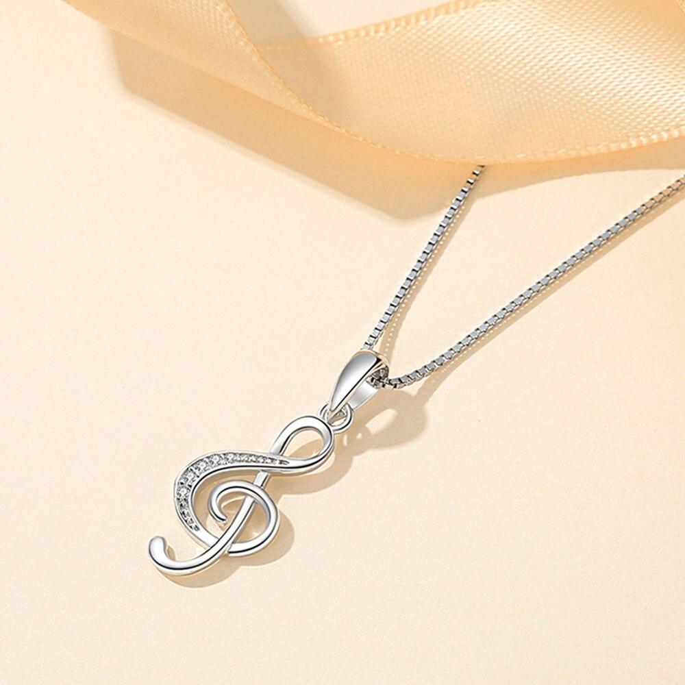 Neue 925 Sterling Silber Frauen Halsketten Mode Liebe Rhythmus Notizen Anhänger Hohe Qualität Zirkon Schlüsselbein Kette Schmuck Länge 45CM