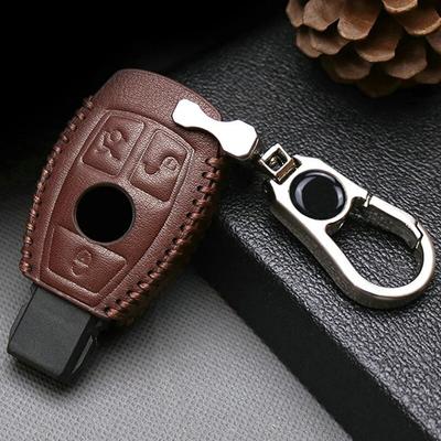 Leather Car Key Case Cover for Benz Accessories CLK W209 GLA W203 W204 W205 W211 W213 W177 W176 GLC CLA Metal Key Ring