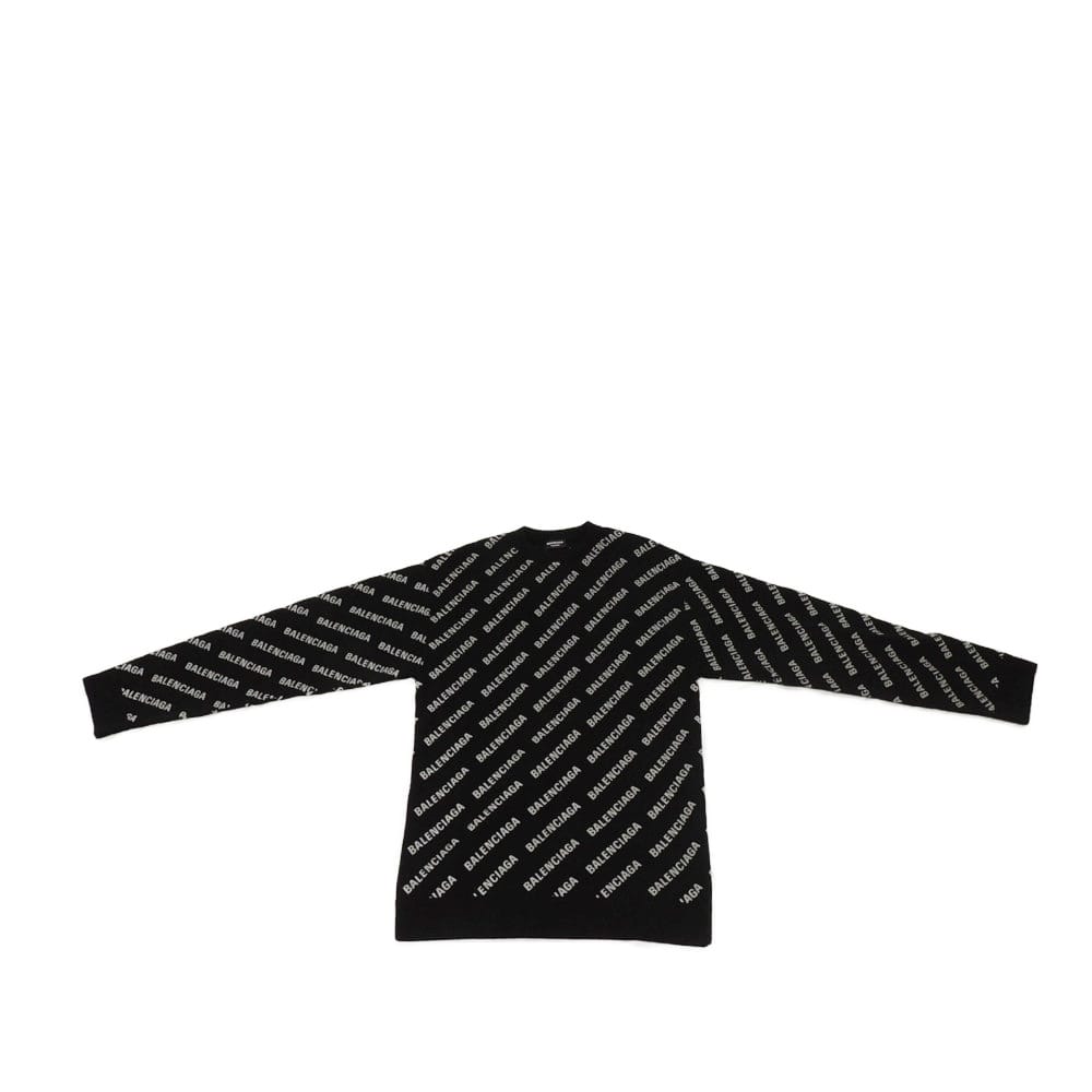 Used 11221 All-Over Logo Print Crew Neck 702959 T4127 1000 7840 All-Over Print Cashmere Wool XS 170/88A Unused Black