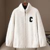 Autumn and winter new thickened imitation lamb wool black sweater women's zipper casual baseball jacket women's fleece