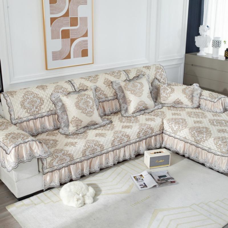 Four Seasons Universal Skirt Sofa Cushion Backrest Cover European Lace Sofa Cover Backrest Cover Anti-Slip Cushion Cover