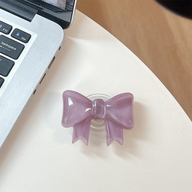 Solid Color Bow Mobile Phone Airbag Bracket Paste Retractable Ring Girl Desktop Drama Support