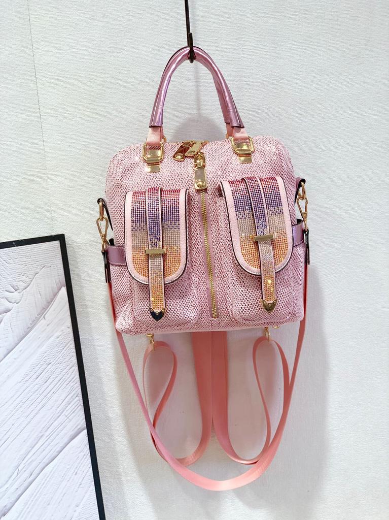 Fashion Casual Trendy Sequin Women's Handbag with Contrast Color Rhinestone Shoulder Crossbody Three-Purpose Design