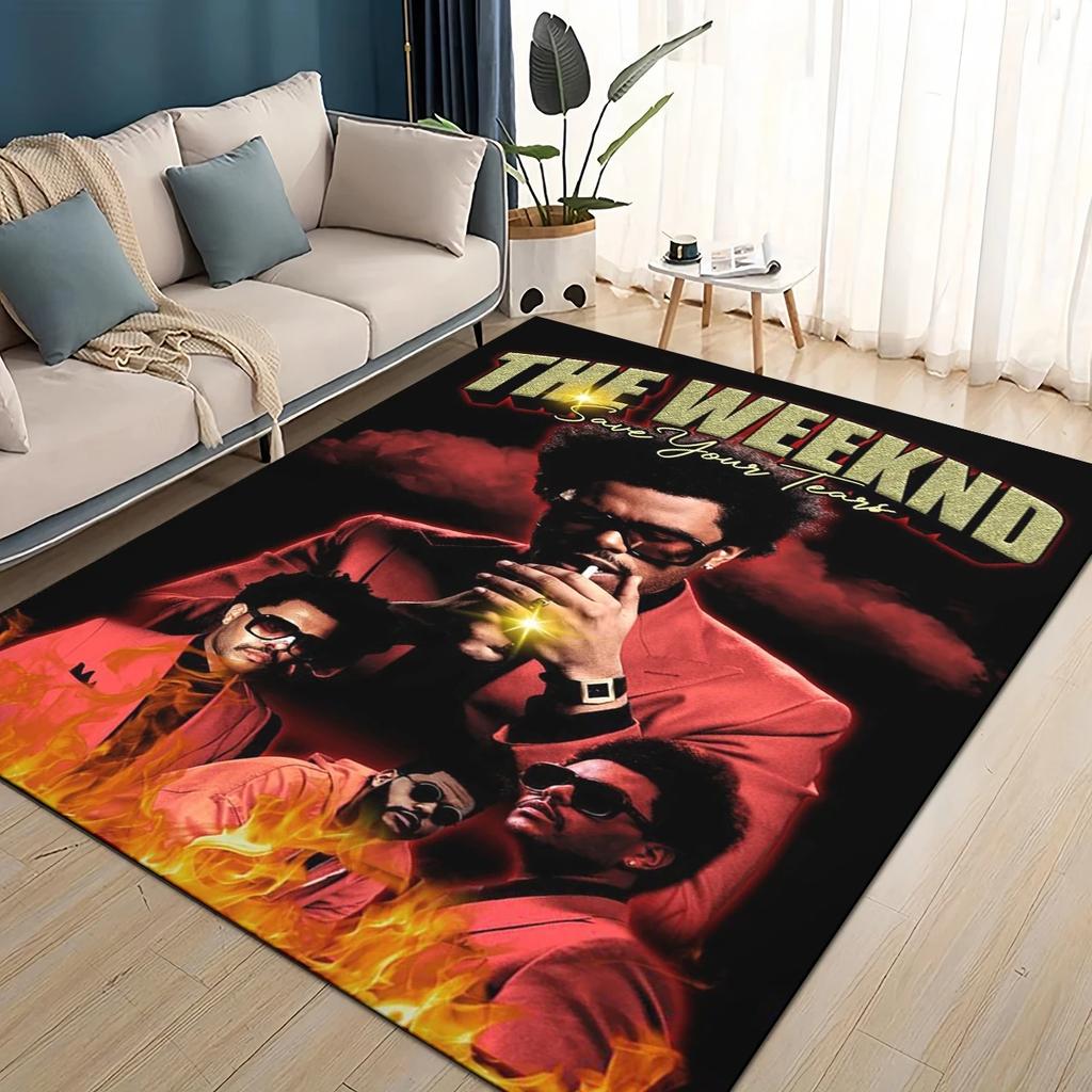 Tapis Tapis 3D THE WEEKND,XO Alternative R&B Abel Tesfaye pour Salon Chambre Maison Décoration Canapé, Tapis de Sol Antidérapant pour Enfants