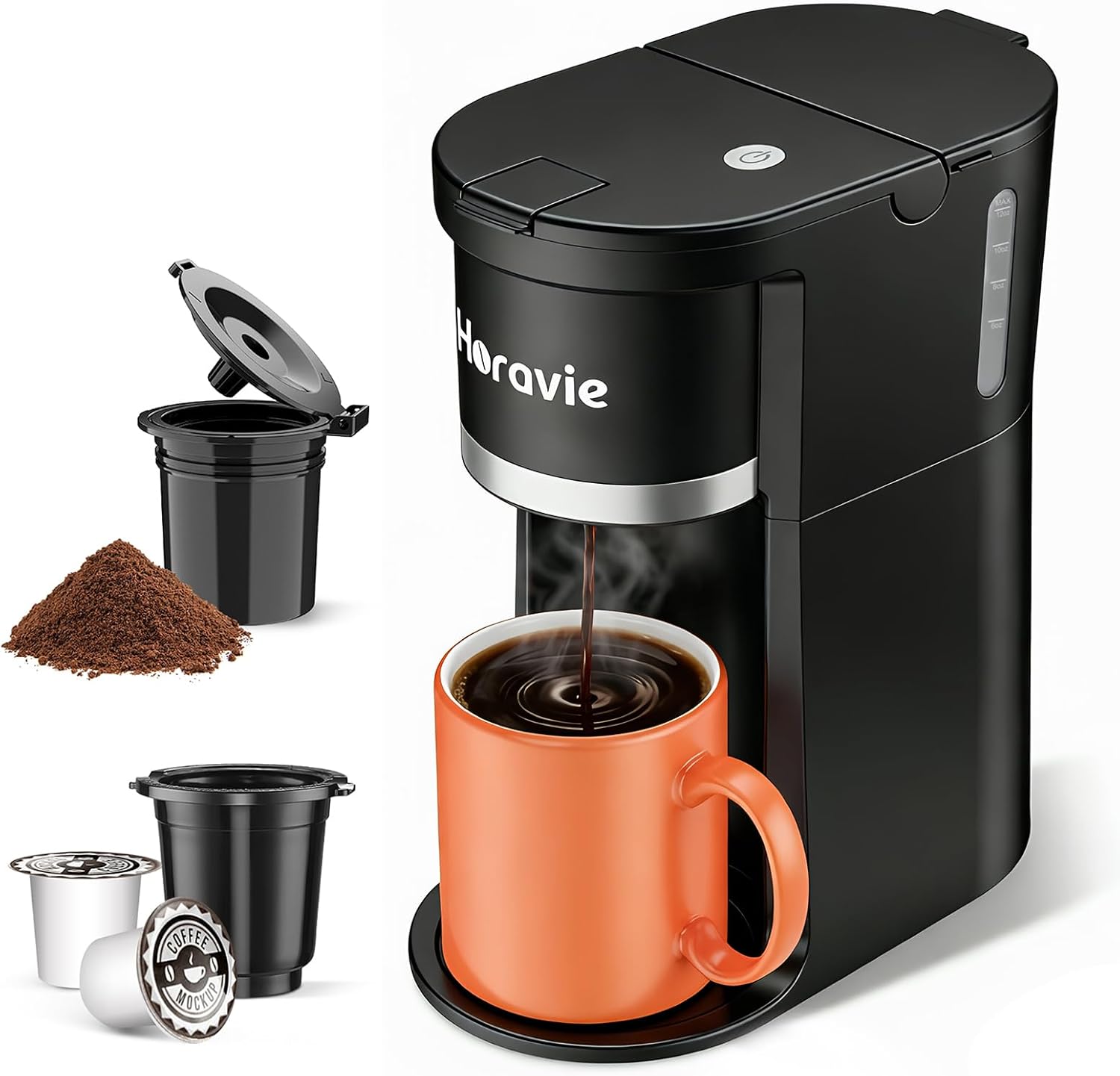 Serve Coffee Maker, Fast Brew One Cup Coffee Machine for K Cup and Grounds, 6 to 12 oz. Brew Sizes, United States