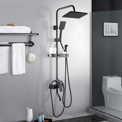 Bathroom Shower Faucet Set Matte Black Wall Mount Rainfall Shower Mixer Tap Bathtub Shower Mixer Tap 3-way Shower Mixer