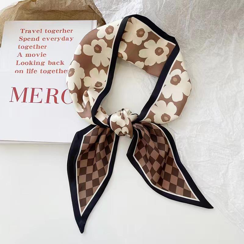 Multifunctional Pastoral Style Flower Printed Hair Band Headwear Scarves 6.5cm*90cm