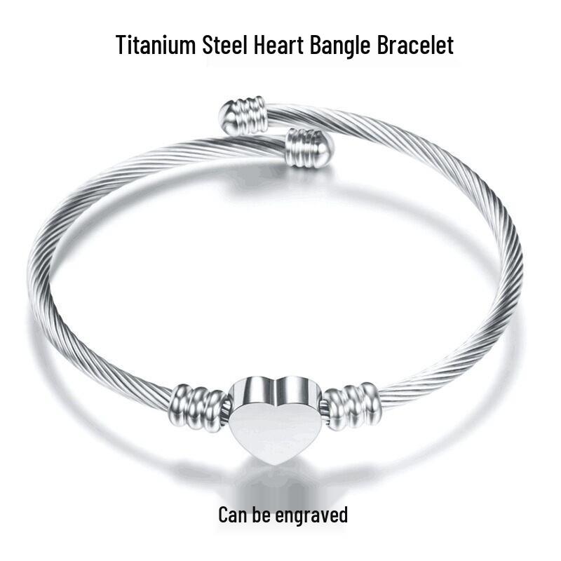 Blue Island Schmuck: Dreifarbiger polierter Herz-Kabeldraht-Armreif