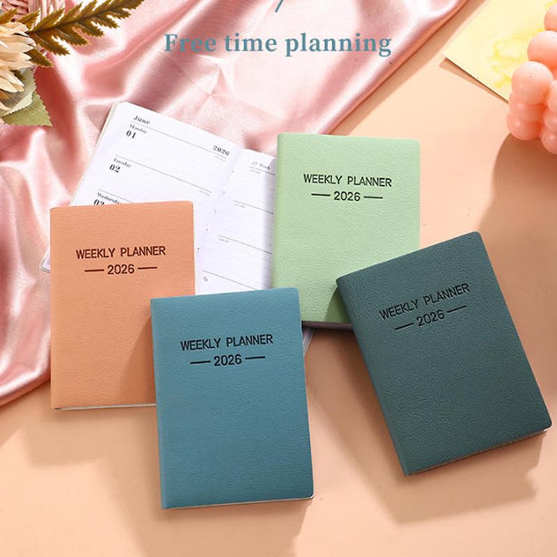 Specifikace A7 2026 Anglický plánovací diář, Mini přenosný kapesní denní plánovač, Tenký týdenní kalendář