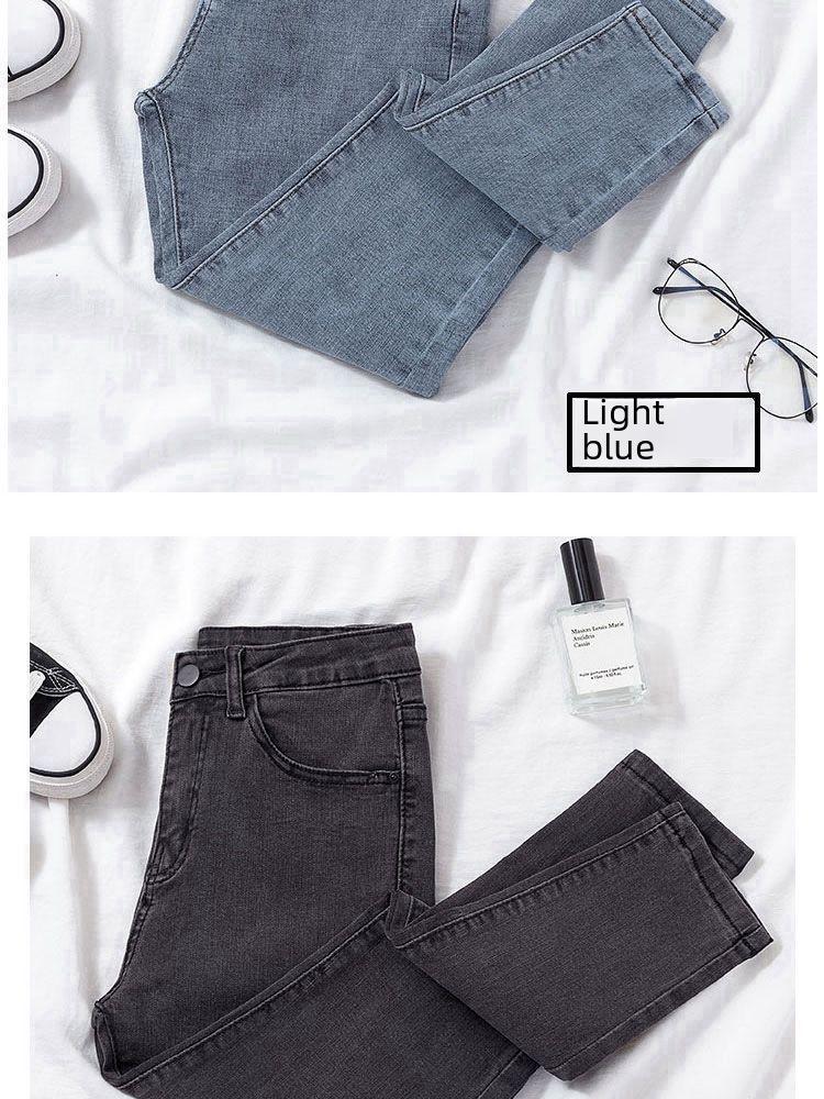 2023 Dámské Slim Džíny s Vysokým Pasem a Push-Up Efektem - Trendy Podzimní Tužkové Kalhoty Devítidélkové