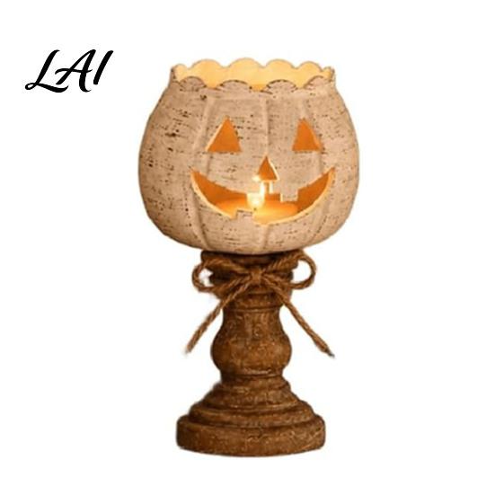 Harvest Theme Home Decorations Rustic White Pumpkin Tealight Candle Holder Set Farmhouse Halloween Tea Light Party Table Accents Holders Decor Fall