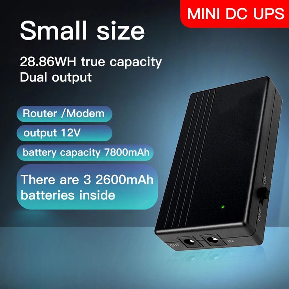 7800mah UPS Mini Uninterruptible Power Supply Y Cable Instruction Manual DC 12V/2A Portable Battery Backup 24W Power Accessories