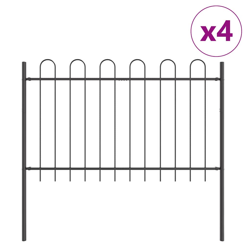 Garden Fence 4 pcs Grey 6.8 x 0.8 m Powder Coated Steel