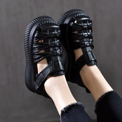 Women's Shoes 2025 Buckle Strap Women's Sandals Cover Heel Casual Sandals Women New Best Seller Solid Closed Toe Sandals