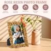 2Pcs Antique Picture Frame 5"x7" Resin Flower Photo Frame Vintage Photo Frames with Glass Front Tabletop Ornament for Home Decor