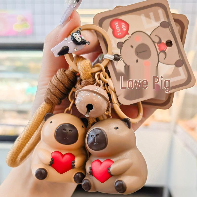 Qixi Gift: 'I Love You' Glowing Capybara Pendant & Sound Keychain